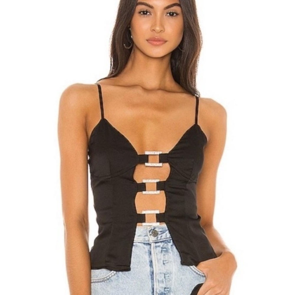 Superdown Black top with rhinestones size small